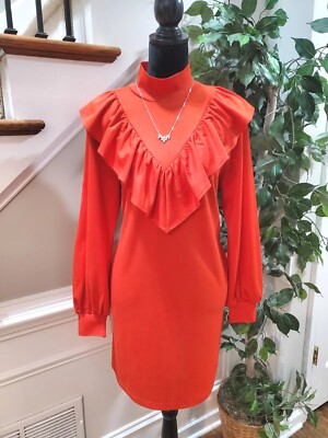 who what wear orange dress WHO WHAT WEAR Women's Orange Long Sleeve Turtle Neck Knee Length Dress  Medium
