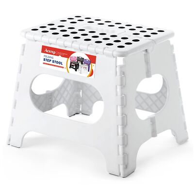 Folding Step Stool for Adults and 11 Height Lightweight Plastic Stepping Stoo...