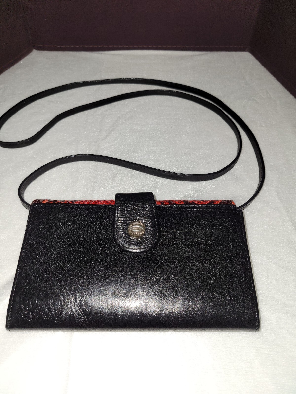 Brighton Red Python Snakeskin Embossed Print Blac… - image 8