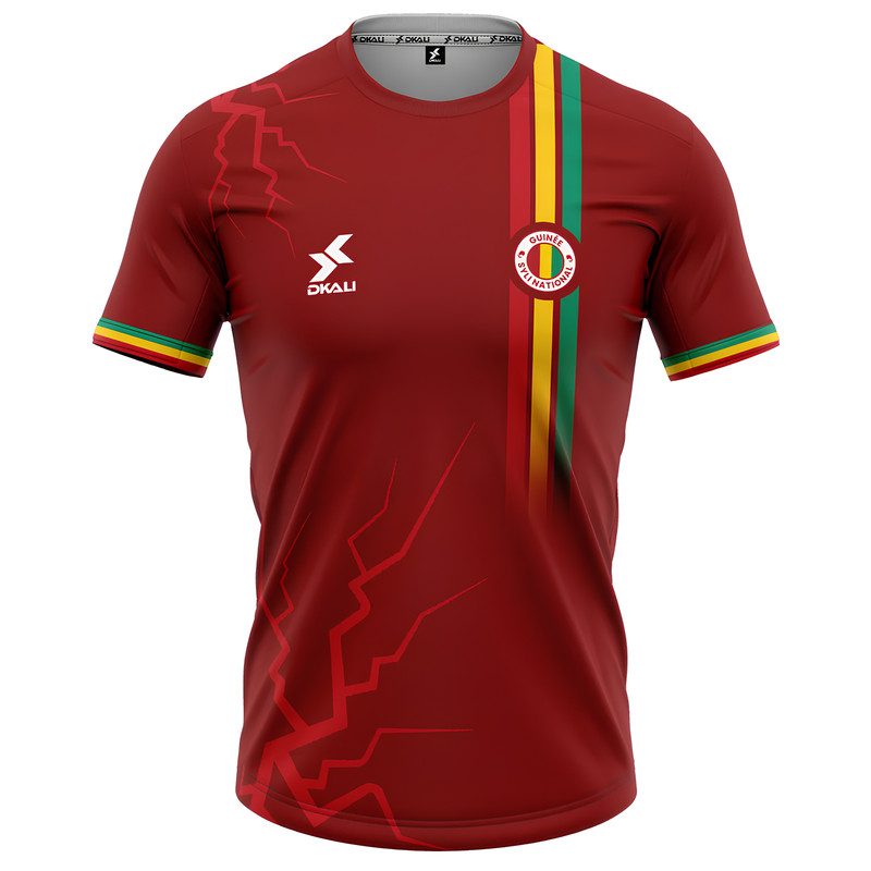 Maillot Guinée 2025 Rouge en tissu respirant anti-transpiration pour le football