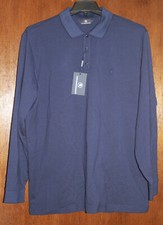 Hart Schaffner Marx Mens New 99 L/S Pullover Pique Polo Shirt L Large NWT Blue