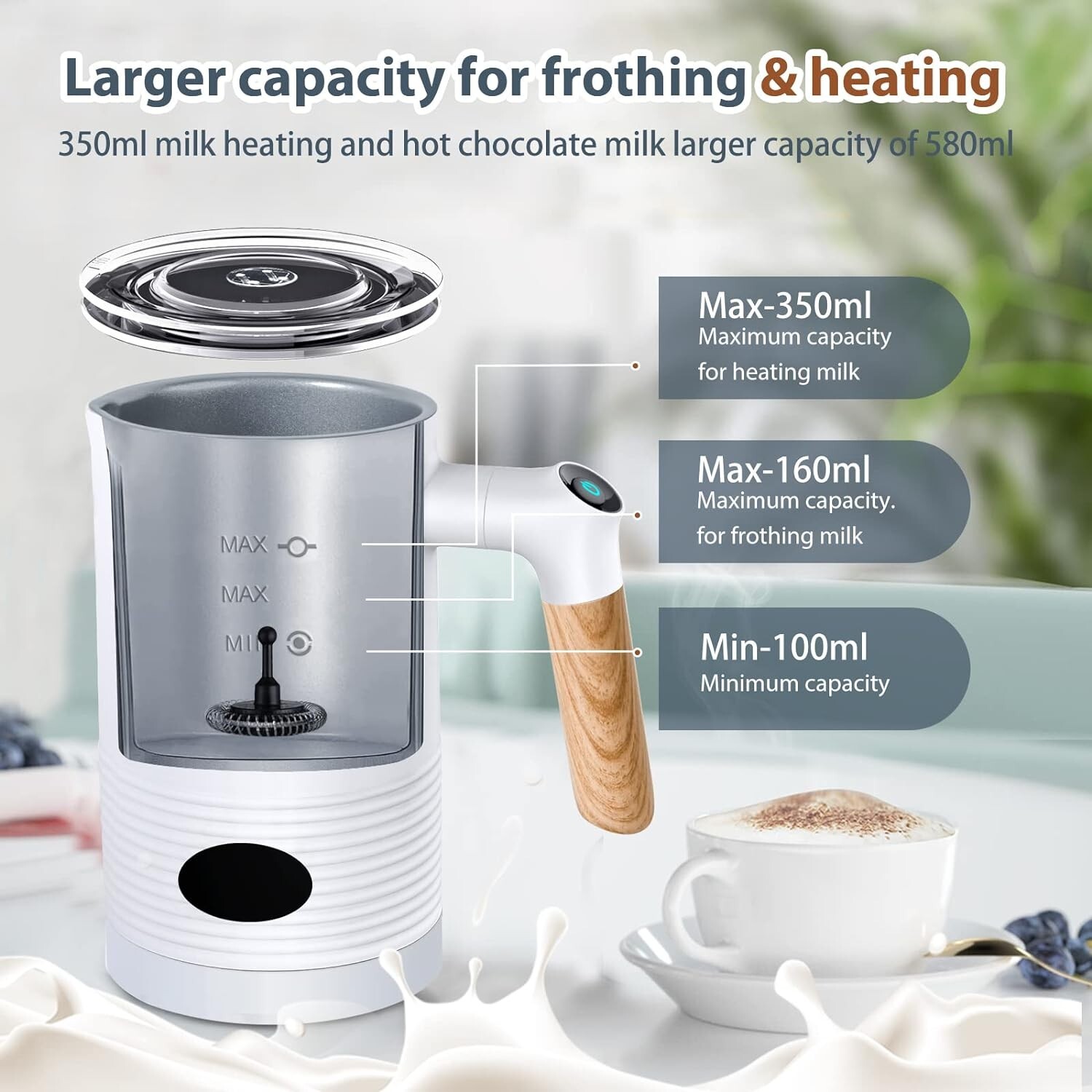 newoer Electric Milk Frother and Warmer,4 in 1 Automatic Milk Frothers