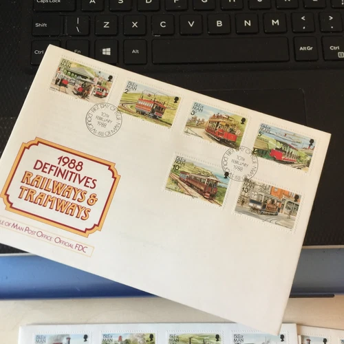 1988 Isle of Man First Day Cover Railways & Tramways Definitives 1p To 13p U/A