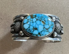 Navajo Albert Jake Kingman Turquoise Cuff Bracelet Sterling Silver 6 1/4 inch 