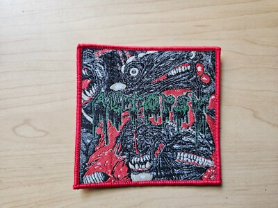 AUTOPSY, SEW ON RED BORDER WOVEN PATCH