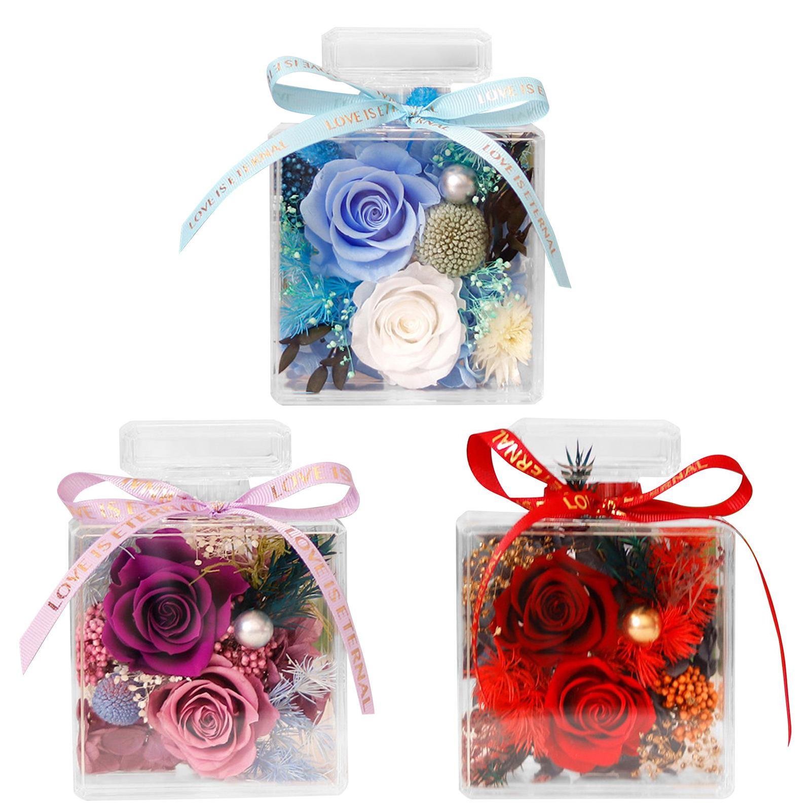 Timeless Elegance: Acrylic Roses & Perfume Bottles In An Eternal Rose Gift Box