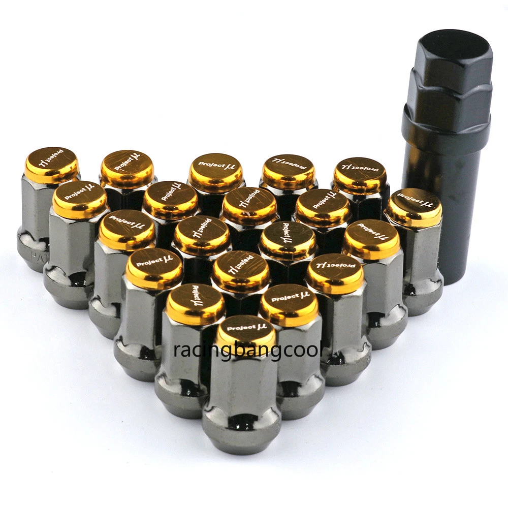 20pcs set Project MU M12x1.5 Gold Composite SPEC Steel Wheel Lug