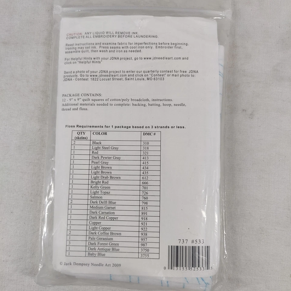 Birds! 9" Quilt Square Themes Hand Embroidery Designs By Jack Dempsey 2009 - Image 4 of 4