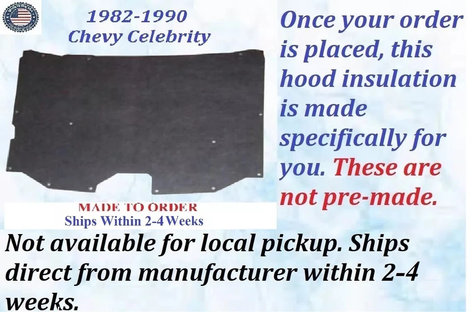 NOVO 1982-1990 Chevrolet Celebrity HOOD ISOLAMENTO CINZA/PRETO REM #CVY-HIN-205 - Imagem 2 de 3