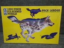 Vintage 1997 FX Schmid  1000 Piece Wolf Shape Puzzle PACK LEADER