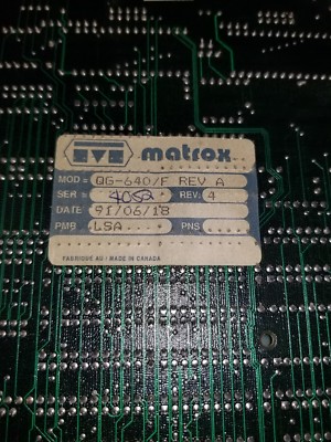 Carte De Contrôle Matrox QG-640 VDU - 11B7554X022 DC6460X1-LA1 254-06-02