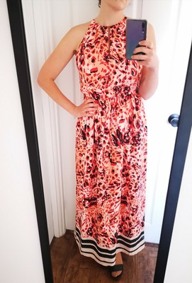 red and black animal print dress