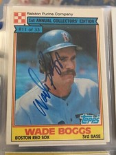 1984 Topps Cereal Wade Boggs Boston Red Sox #11 Autographed Baseball Card.  HOF