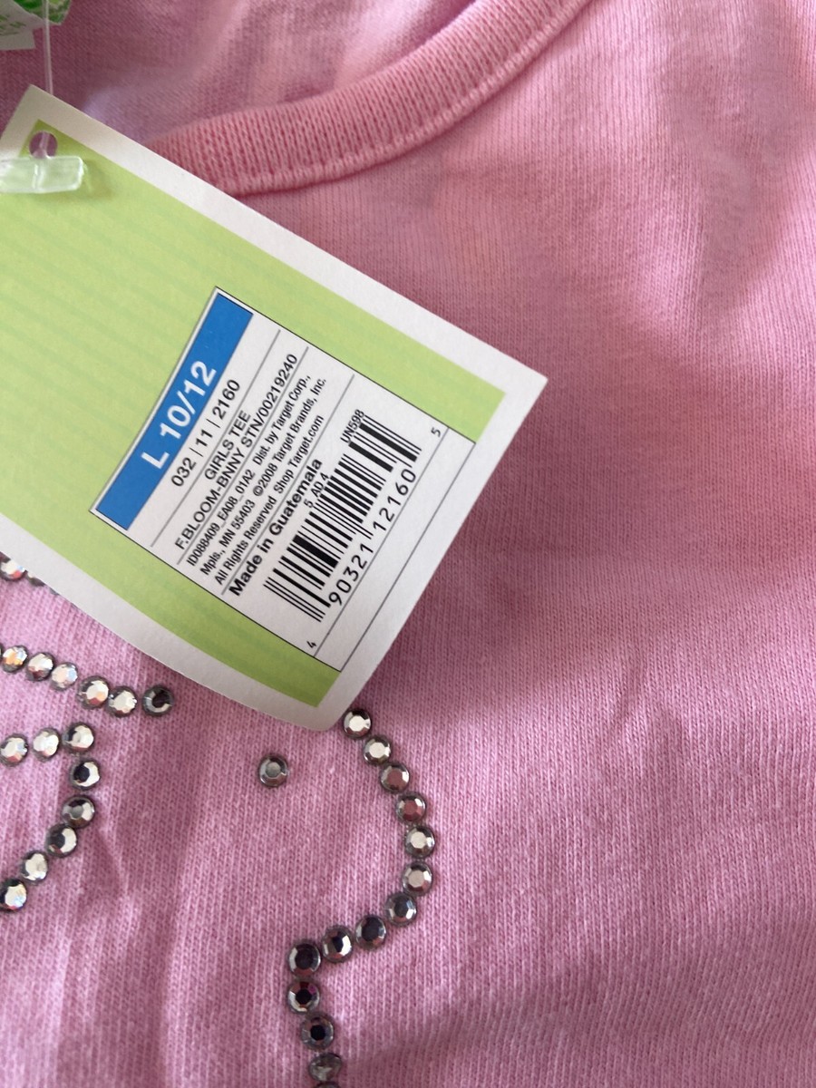 NWT Target Girls Pink Short Sleeve Bunny T Shirt Size L 10/12