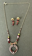 BEAUTIFUL! Ayala Bar Multicolor Rhinestones Adjustable Necklace & Earrings Set