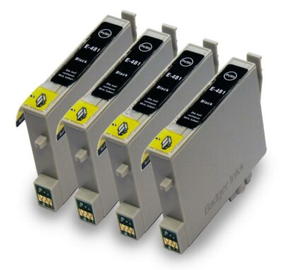 Badger Tinten 4x Schwarz Tintenpatronen Kompatibel mit Epson T0481 Seahorse Serie