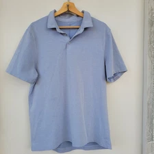 Lululemon Evolution Short Sleeve Polo Heathered Blue Linen slim fit Size XL