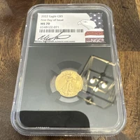 2022 $5 American Gold Eagle Miles Standish FDOI 1/10 Oz Gold MS70 NGC