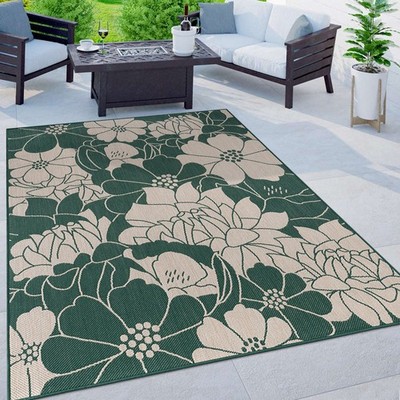 Rugshop Outdoor Rug Modern Floral Flowers Textured Indoor Outdoor Rugs Green 5x7
