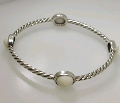 David Yurman Sterlingsilber & weißer Edelstein Kabel Design Armreif Armband