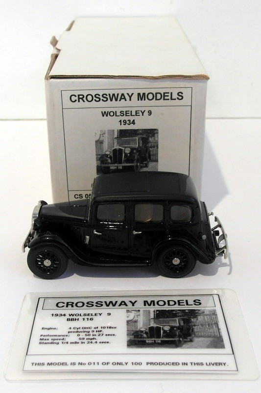 Crossway Models 1/43 Scale CS05 - 1934 Wolseley 9 - Black