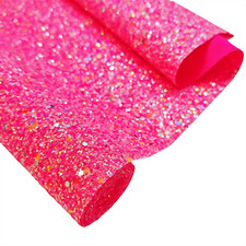 Hot Pink Fabric Chunky Glitter Faux Leather Roll, 52" X 12" Inches, Ideal for Gr