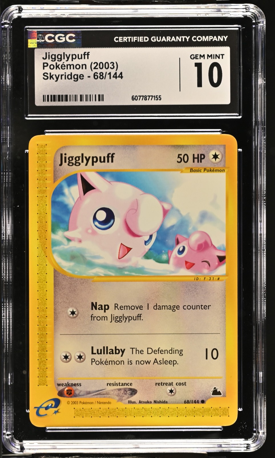 CGC 10 GEM MINT Jigglypuff 2003 Skyridge 68/144 Pokemon Card