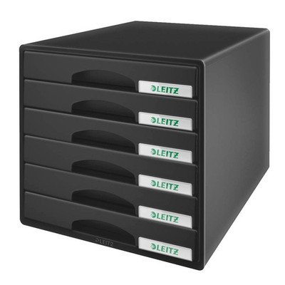 LEITZ Schubladenbox Plus  schwarz 52120095, DIN A4 mit 6 Schubladen, 1 St.