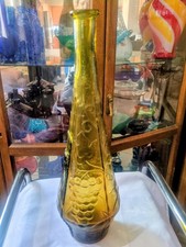 Vintage Empoli glass genie bottle with emboss...