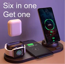 6-in-1 Fast Wireless Charging Dock Station 15W Stand iPhones iWatch AirPods