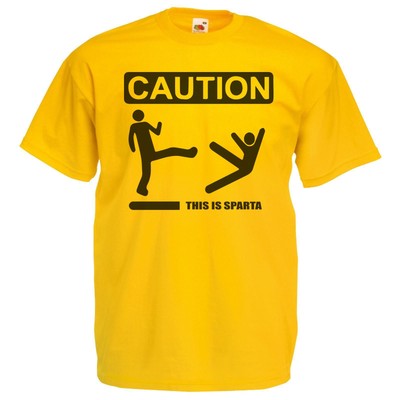 T-Shirt Erwachsene Vorsicht This is Sparta lustig Meme griechischer Film Unisex gelb