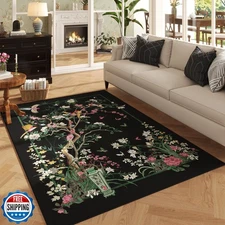 Vowkten 4x6 Rug Chinoiserie-Style Floral Vintage Washable Area Rugs Non Slip 