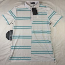 G/FORE Offset Stripe Modern Spread Collar Tech Pique Polo SRDNA Blue Size M