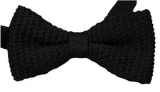 NEW MENS BOWTIE BLACK GRENADINE TEXTURED BEAUTIFUL PRE TIED BLACK TIE WEDDING
