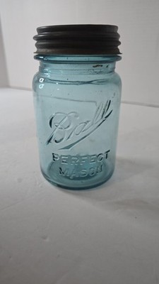 1923-33 Ball Perfect Mason #3 Glass Canning Jar Zinc Lid 1 Pint Very Nice!