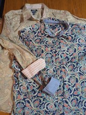 Chaps Ralph Lauren 2X Lot of 2 Button Down Paisley No Iron Long Sleeve -Cuff