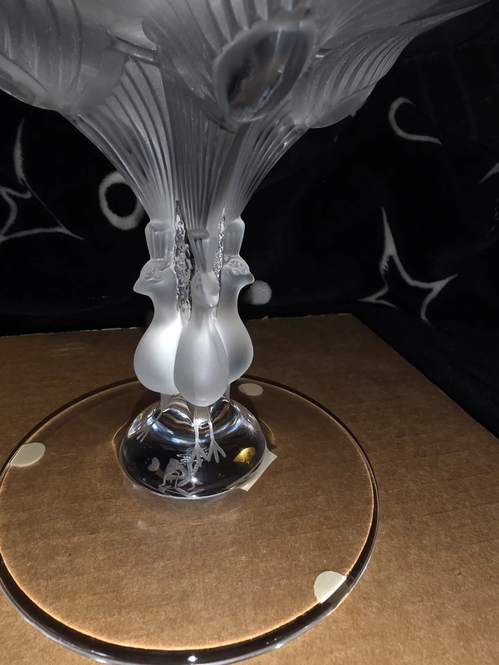 Compota de pavo real Lalique Francia Virginia transparente/esmerilada firmada/etiqueta -Impresionante Foto 2 de 4