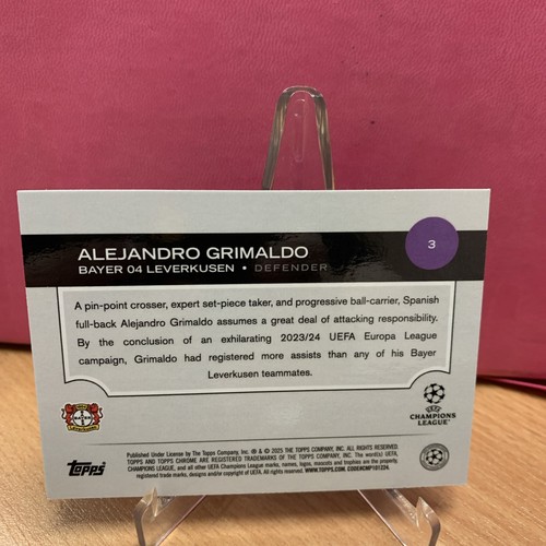 Alejandro Grimaldo /150 2024/25 Topps Chrome UEFA Blue Refractor - Picture 2 of 2