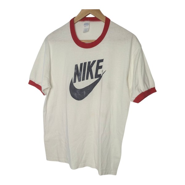 VTG 70s 80s NIKE Ringer T-Shirt Block Swoosh Logo 50/50 XL USA