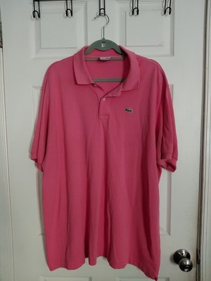 Lacoste Polo Shirt Mens Size 4XL 9 Pink Croc Logo Golf Preppy