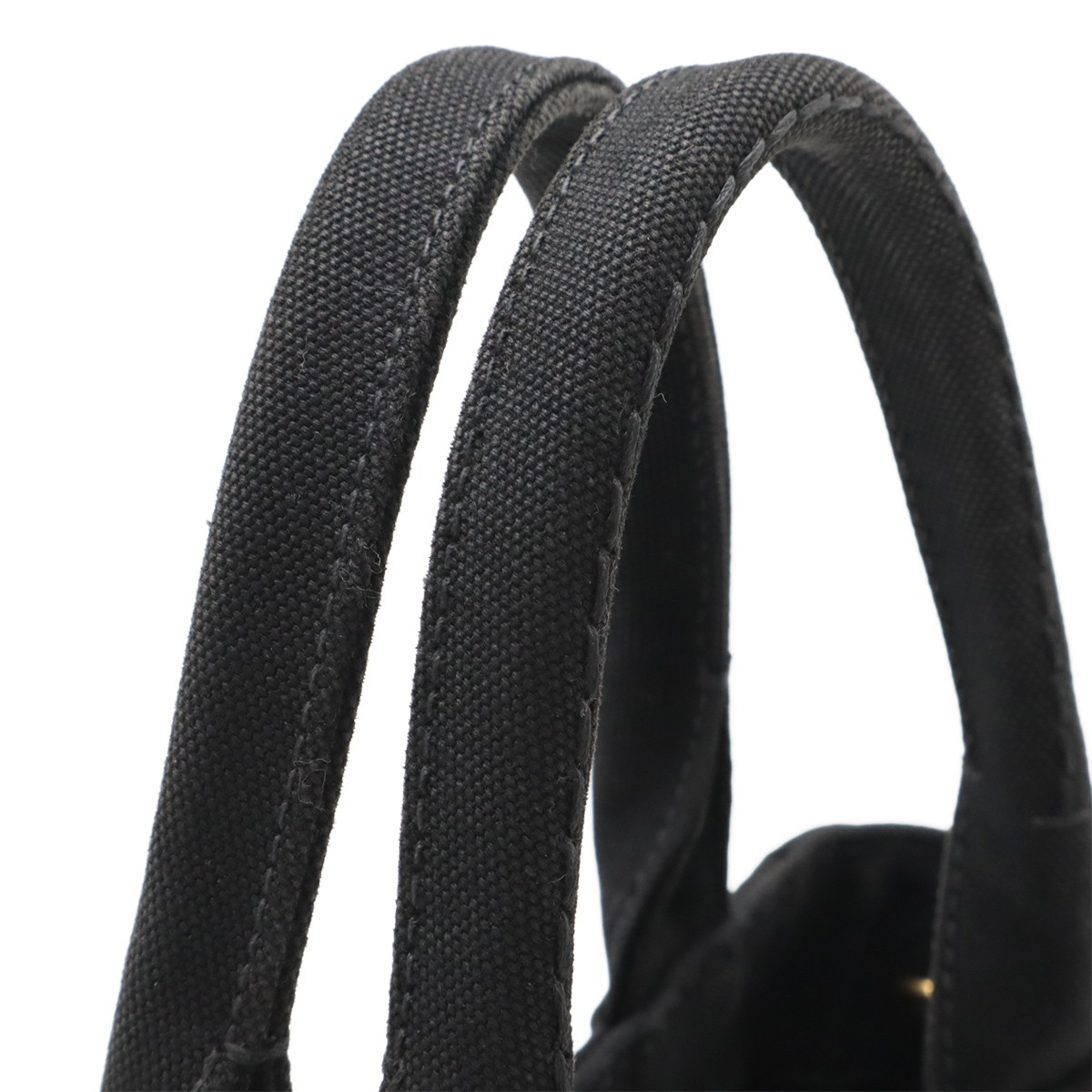 PRADA Canapa Tote Bag 2WAY Shoulder Bag Crossbody Canvas NERO Black Gold Hardwar thumbnail 4