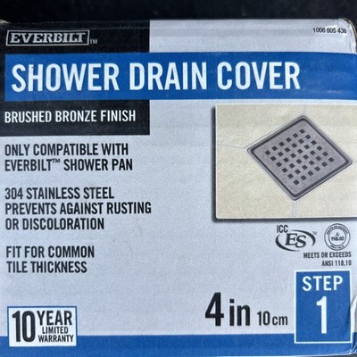 Everbilt Watershield Shower System 4'' Bronze Square Grid Drain Grate