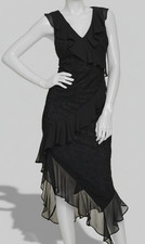 Tommy Hilfiger Women's Black Chiffon Ruffled Lace Surplice Dress Size: 10