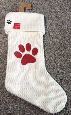 Pet Paw Knit Monogram Stocking Cat/Dog Wondershop White Xmas Holiday Target