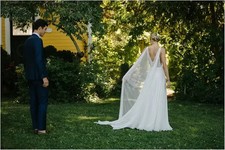 Chapel Chiffon Bridal Cape Wedding Cape Veil Shoulder Cape White Ivory