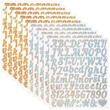 880 Pieces 10 Sheets Glitter Alphabet Letter Stickers Self-Adhesive Vinyl Mai...