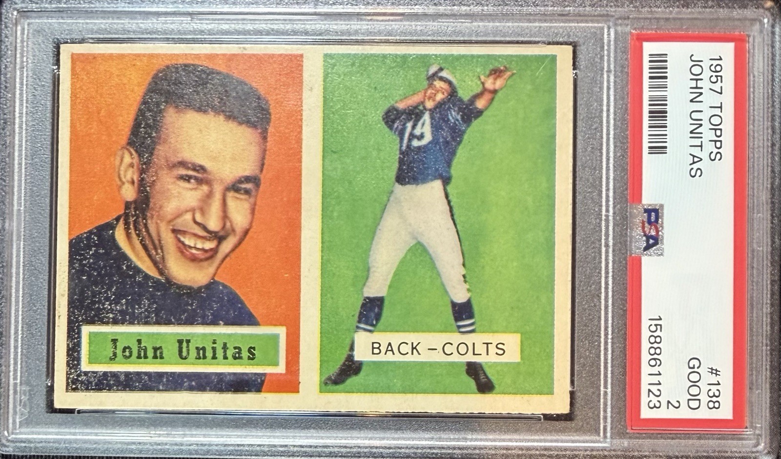 1957 TOPPS JOHN (JOHNNY) UNITAS #138 PSA 2 GOOD view 5