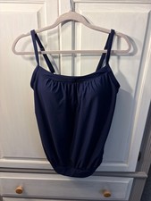 Lands End Blouson Tankini SWIM TOP blue navy  size 10 swimsuit