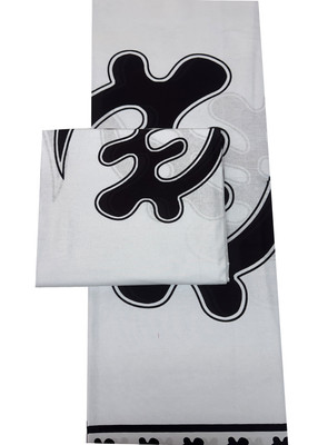 White Black SymboPrint African Fabric | 45'' Width Sell by 3 and 6 Yards