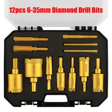 12 PCS Diamond Drill Bits Set Tile Hole Saw Kit for Ceramic Marble Glass